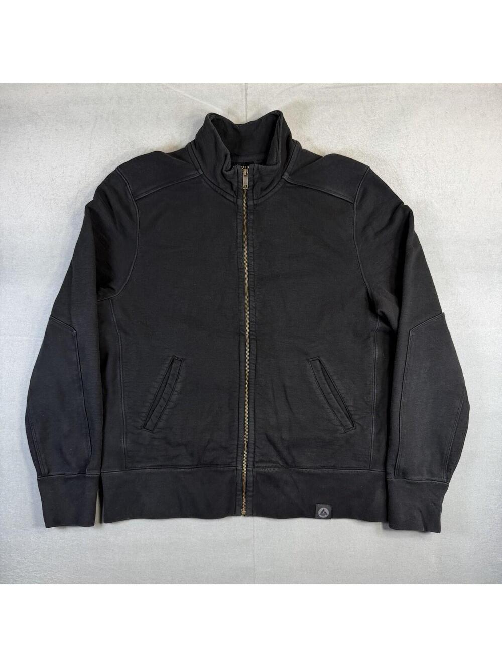 American Giant Moto Full Zip Jacket Mens Large Black Cotton Sweatshirt USA Made